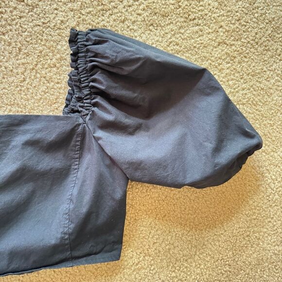 Jason Wu Square Neck Puff Sleeve Cropped Blouse Black S - Picture 9 of 12